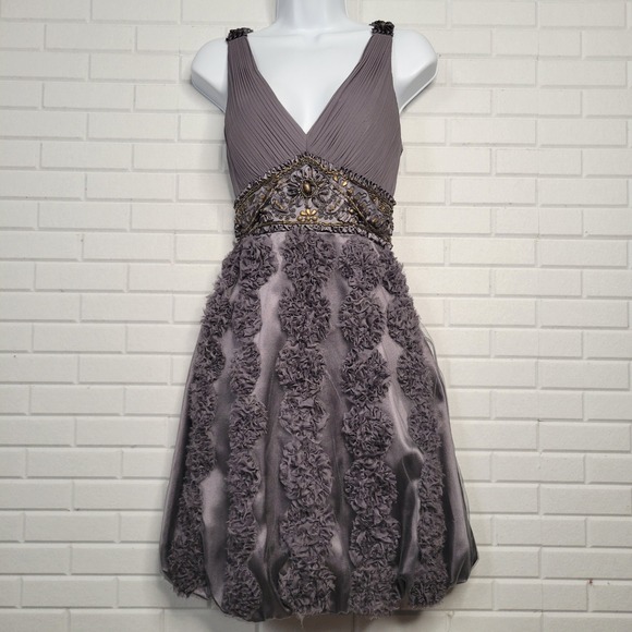 Sue Wong Dresses & Skirts - Vtg Y2K Sue‎ Wong Nocturne Cocktail Dress Size 8 Gray Coquette Whimsygoth Prom